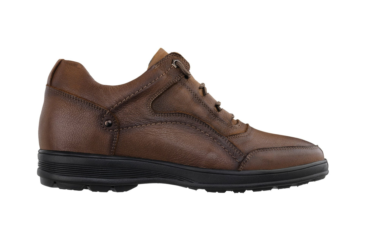 CALTO - K3044 - 2.8 Inches Taller (Brown) - Lace Up Casual Walker - Lightweight