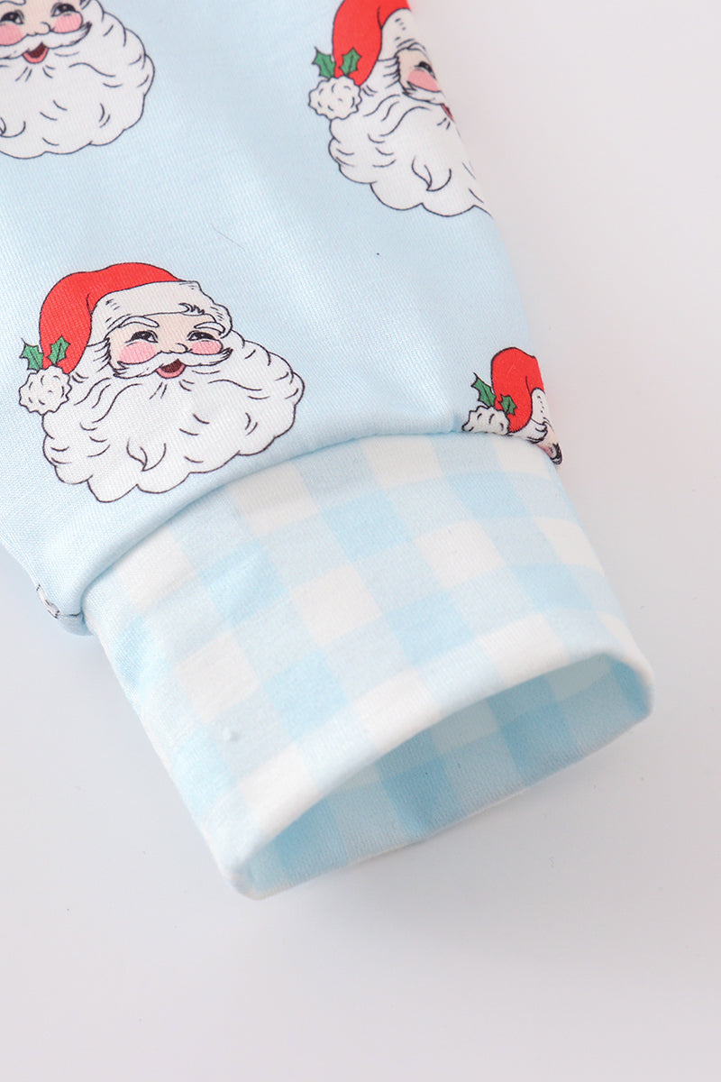 Blue Santa Print Boy Pajamas