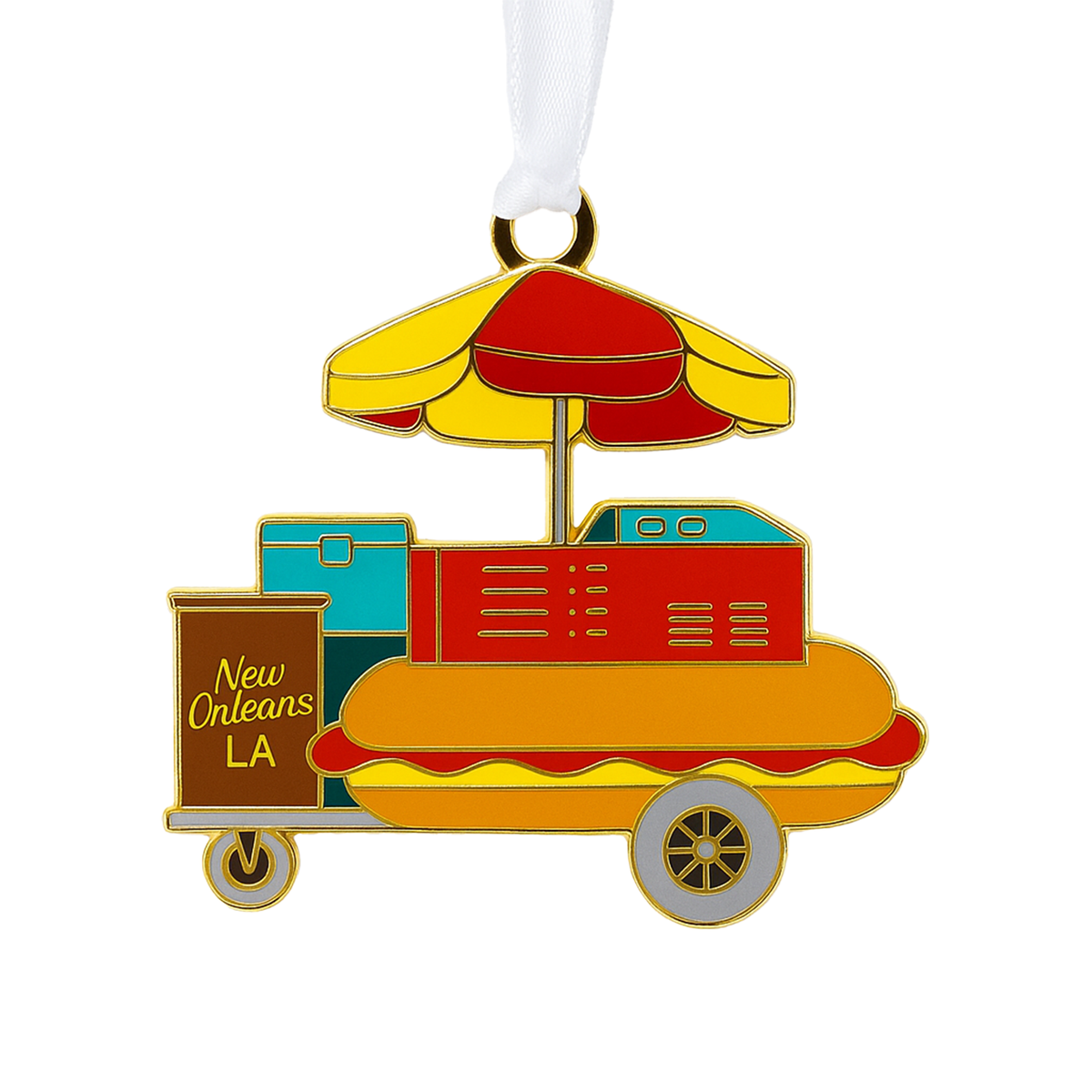 Hotdog Cart Enamel Holiday Ornament
