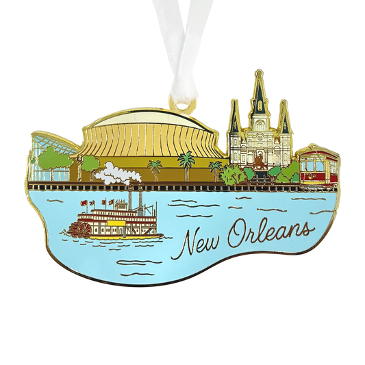 New Orleans Skyline Enamel Holiday Ornament