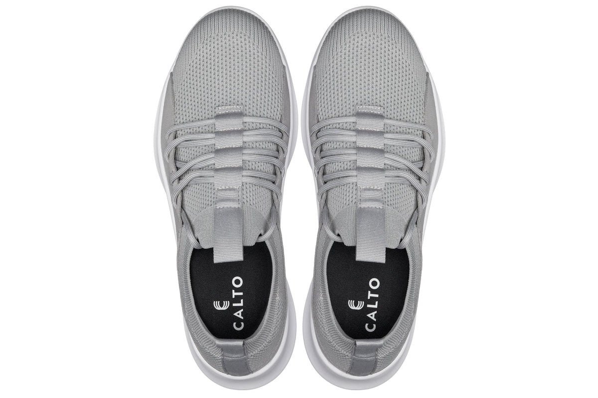 CALTO Q134 2.4-Inch Taller Light Gray/White Sole Ultra-Lightweight Sneakers