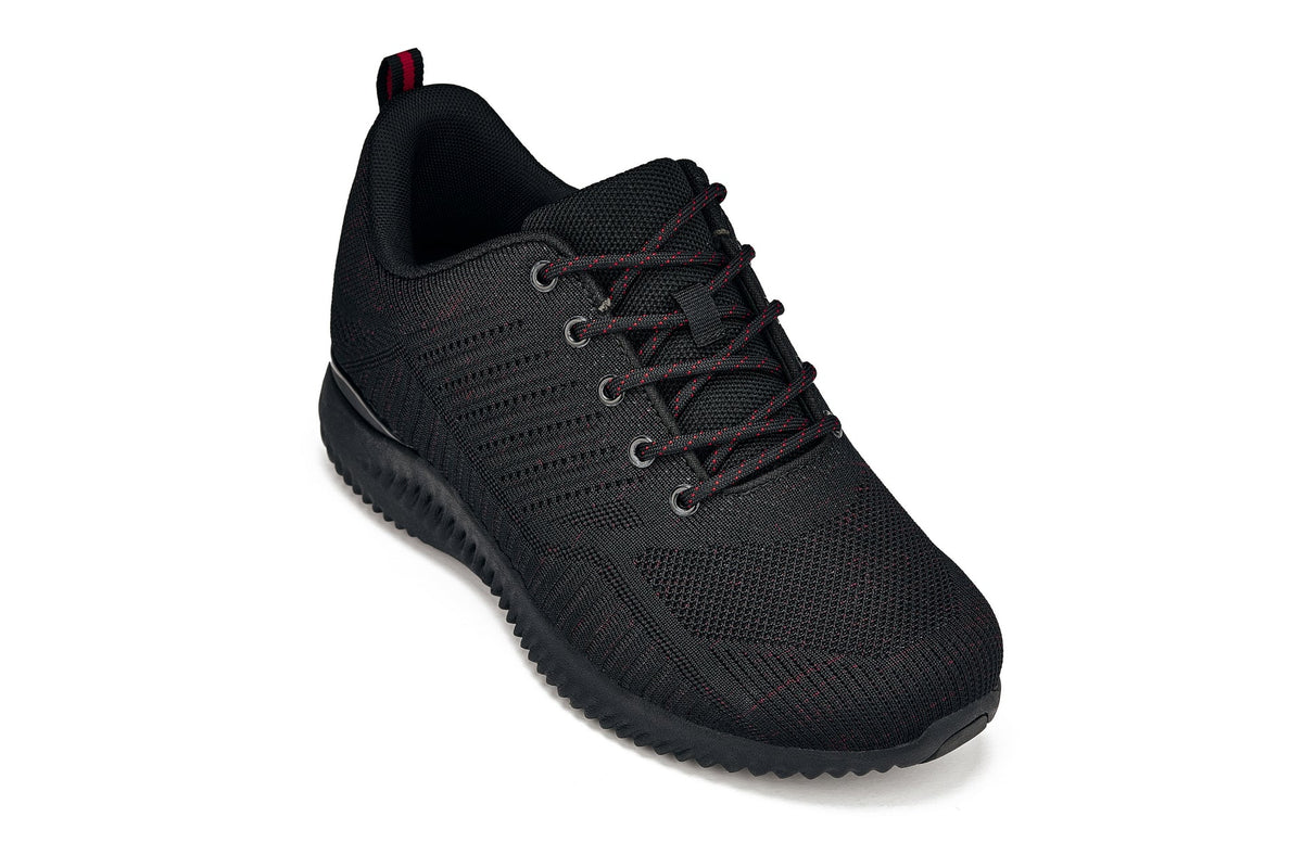 CALTO Q211 2.6-Inch Taller Black/Red Ultra-Lightweight Sneakers