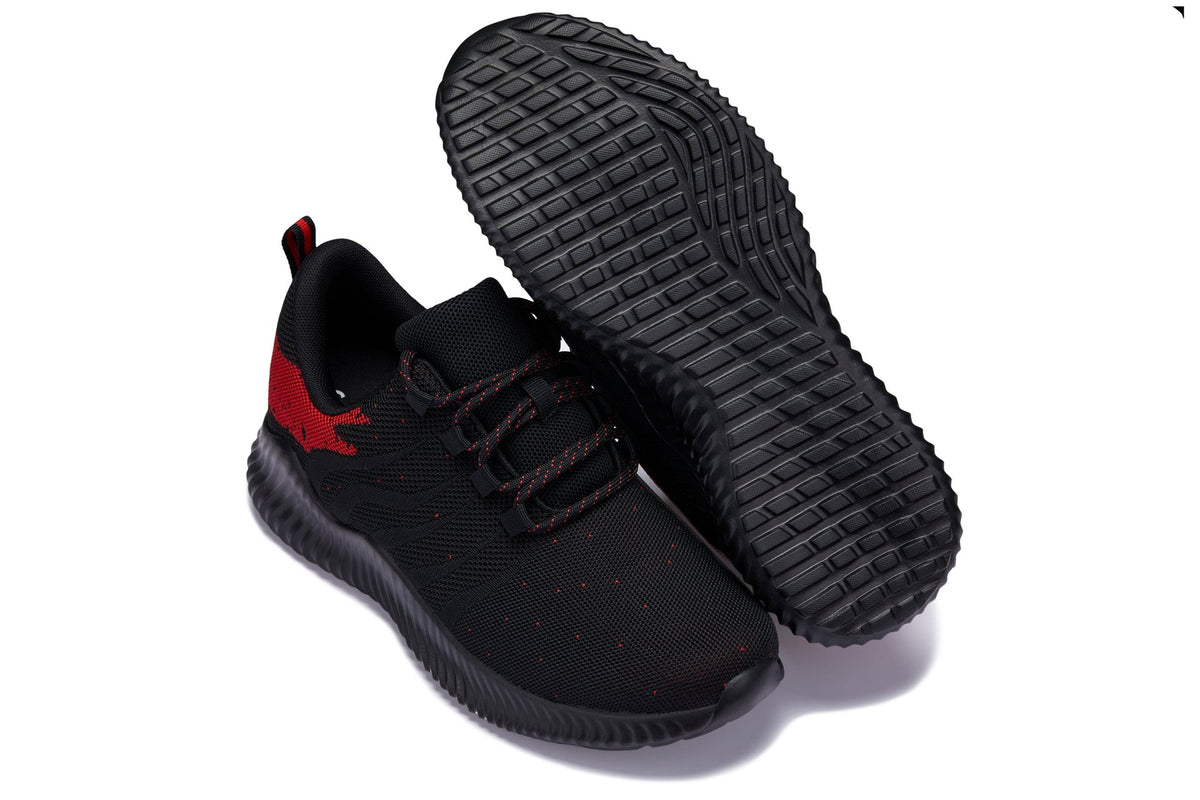 CALTO Q215 Men's Elevator Sneakers – 2.4 Inches Taller (Black/Red) – Ultra Lightweight
