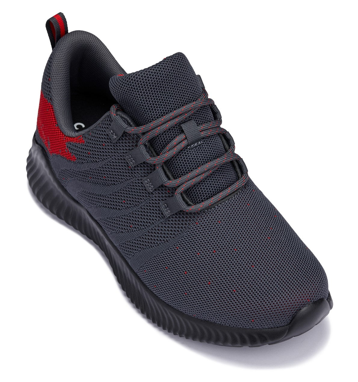 CALTO Q218 2.4-Inch Taller Grey/Red Ultra-Lightweight Sneakers