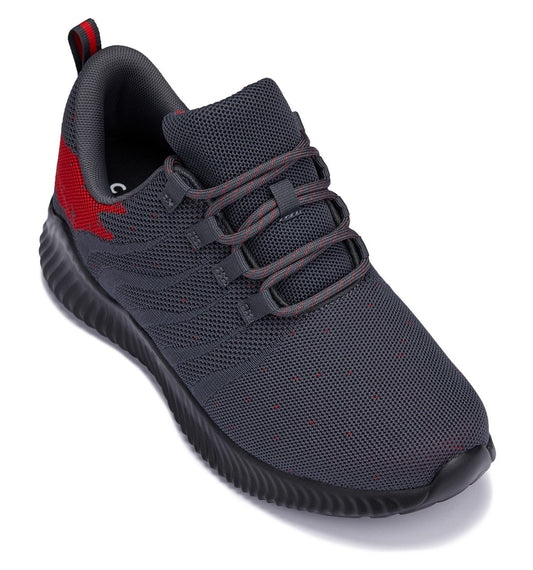 CALTO Q218 2.4-Inch Taller Grey/Red Ultra-Lightweight Sneakers