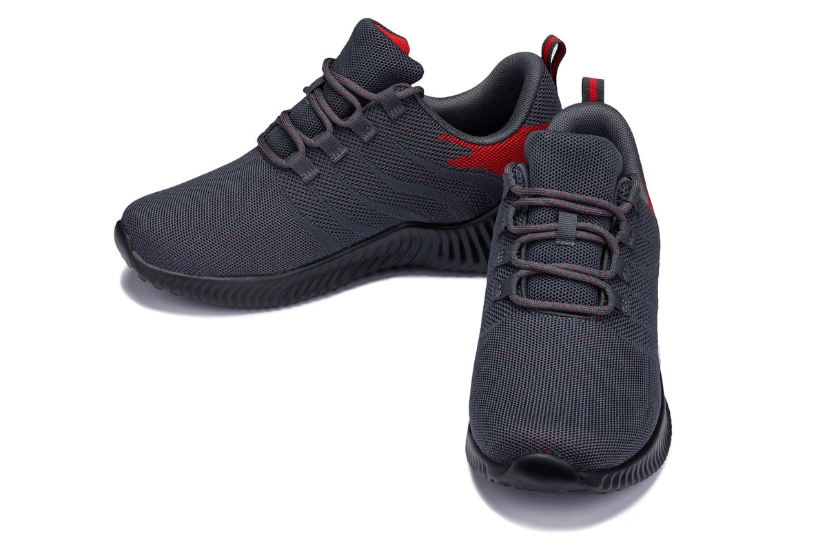 CALTO Q218 2.4-Inch Taller Grey/Red Ultra-Lightweight Sneakers