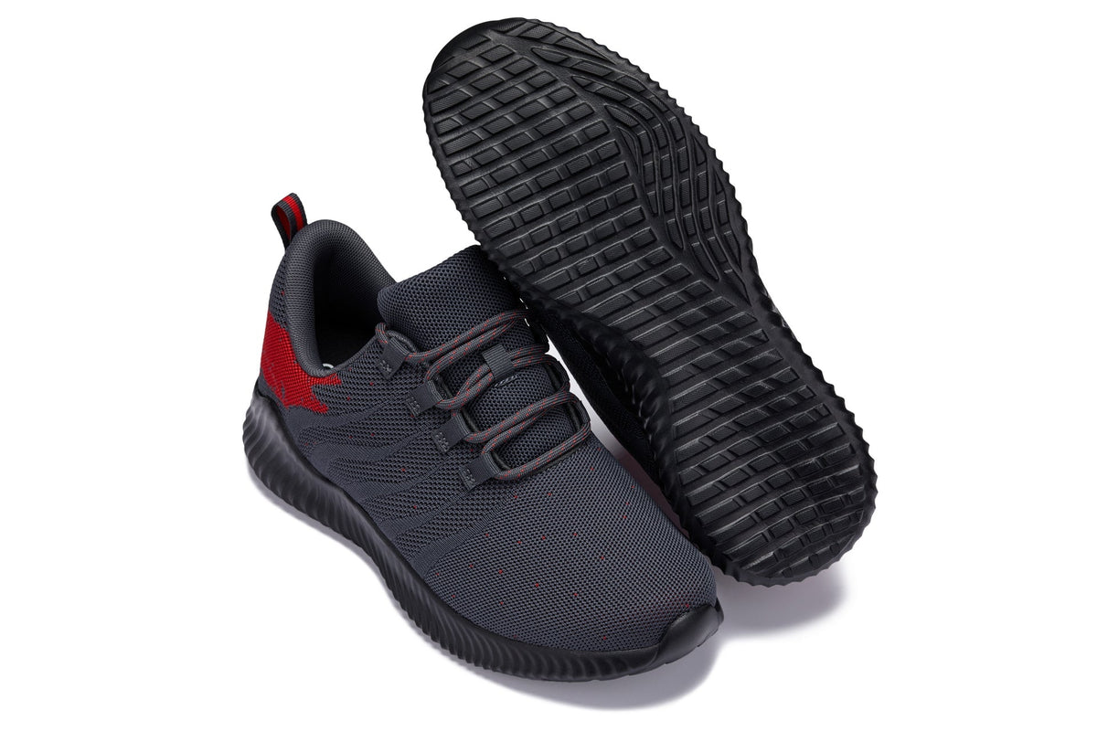 CALTO Q218 2.4-Inch Taller Grey/Red Ultra-Lightweight Sneakers