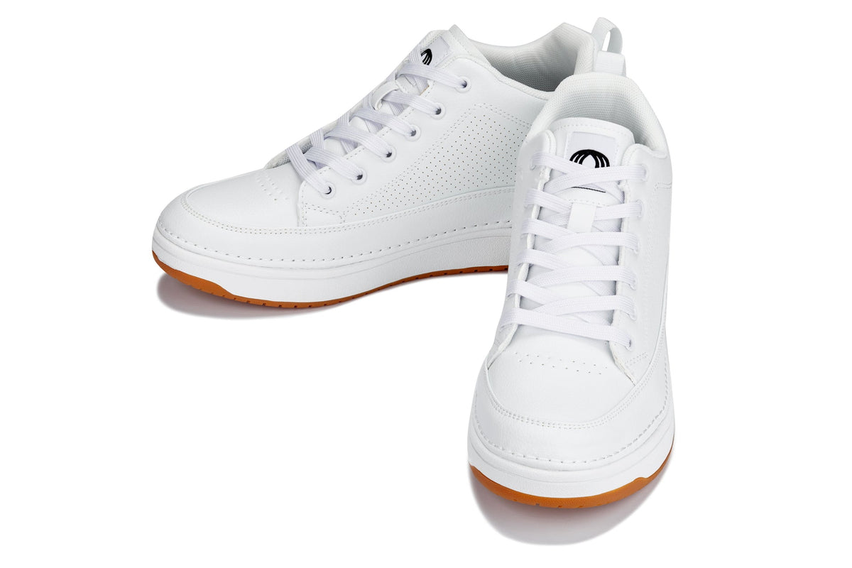 CALTO - Q272 - 2 Inches Taller (White & Gum Sole) - Elevated Leatherette Micro-Perforated Sneakers