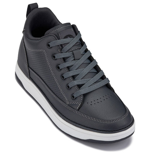 CALTO - Q273 - 2 Inches Taller (Cement Grey) - Elevated Leatherette Micro-Perforated Sneakers