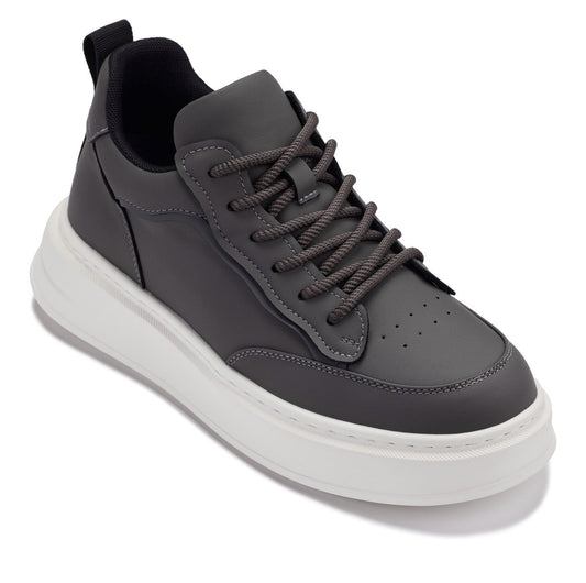 CALTO - Q432 - 2.6 Inches Taller Lightweight (Grey/White Sole) - Chunky Sole Sneakers