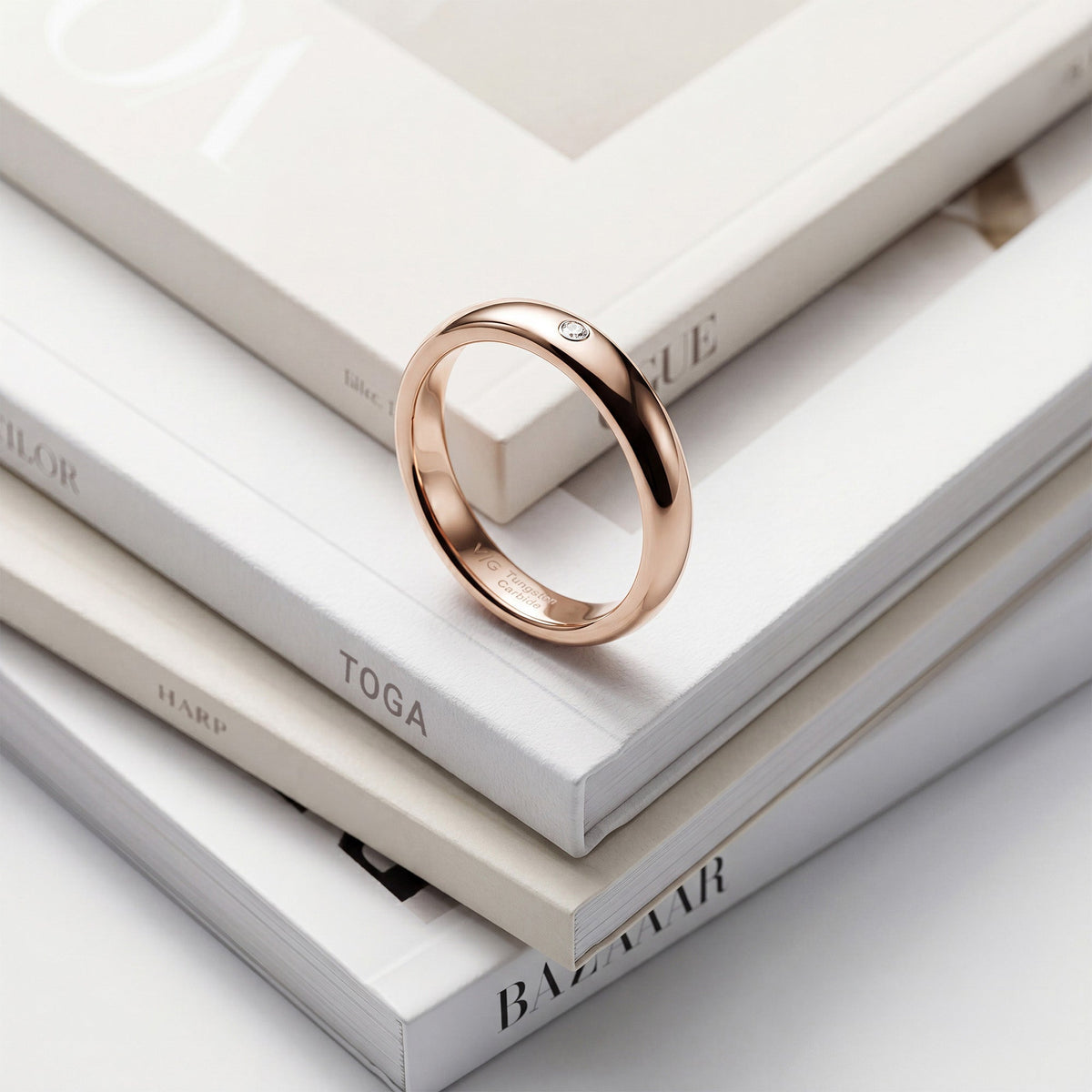 The Rosé Tungsten Ring with Rose Gold Finish