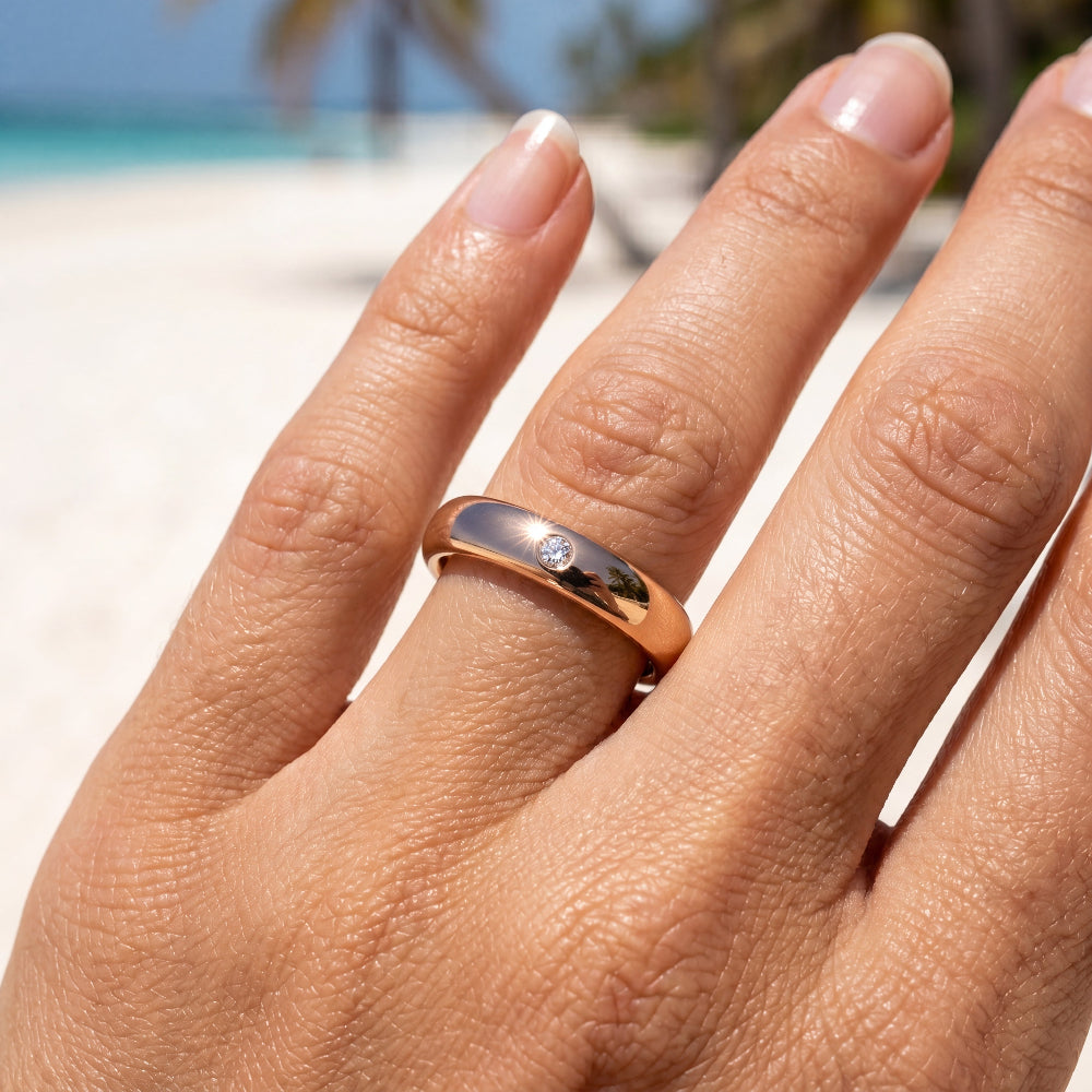The Rosé Tungsten Ring with Rose Gold Finish