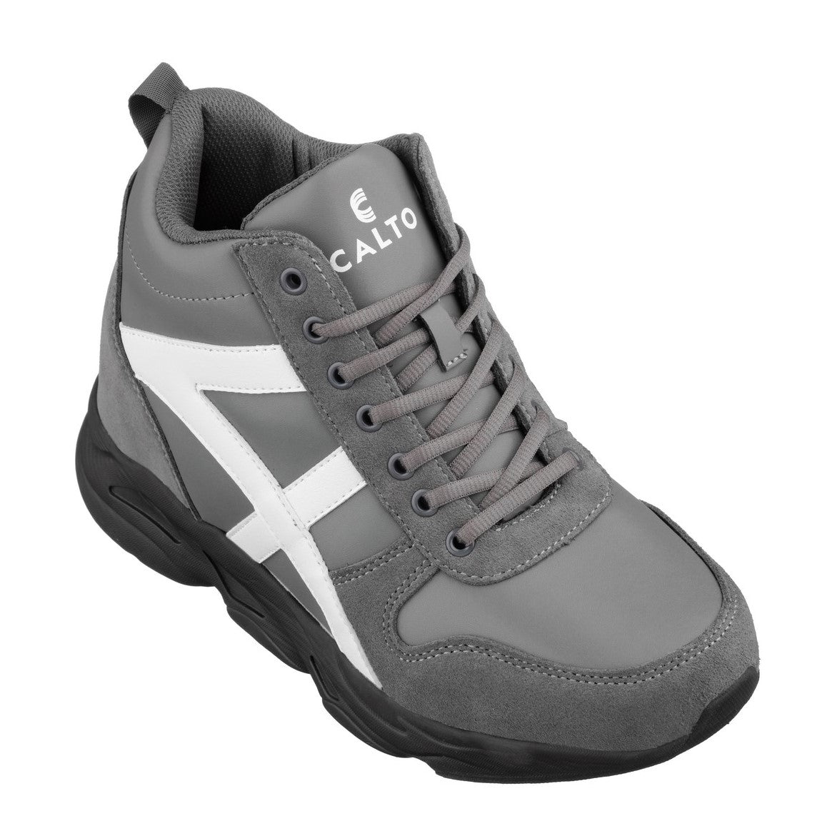 CALTO S22781 3.6-Inch Taller Grey/White Hiking Style Boots
