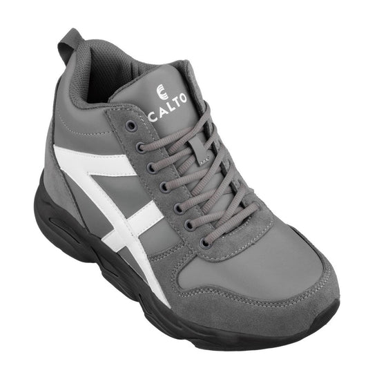 CALTO S22781 3.6-Inch Taller Grey/White Hiking Style Boots