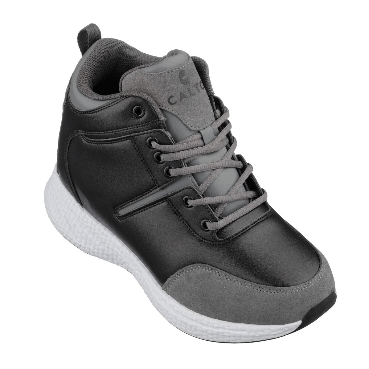 CALTO S22817 3.6-Inch Taller Black/Grey High-Top Sneakers