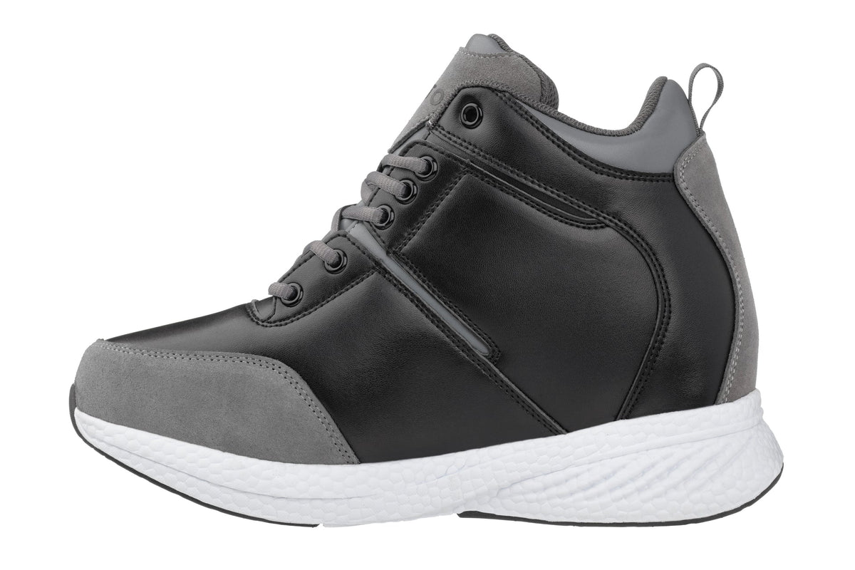 CALTO S22817 3.6-Inch Taller Black/Grey High-Top Sneakers