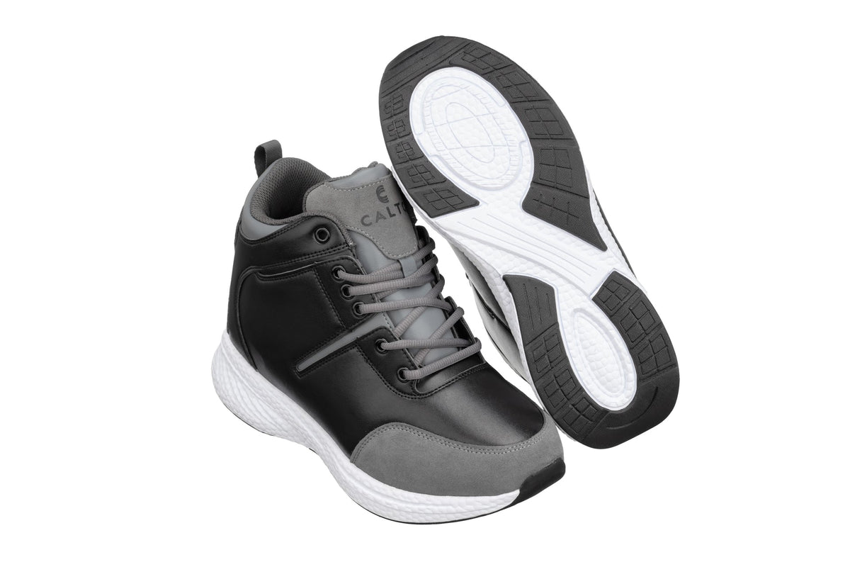 CALTO S22817 3.6-Inch Taller Black/Grey High-Top Sneakers