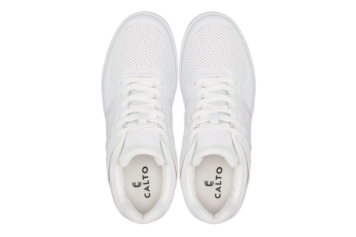 CALTO - S2531 - 2.2 Inches Taller (White) with Gum Sole - Contemporary Casual Sneaker