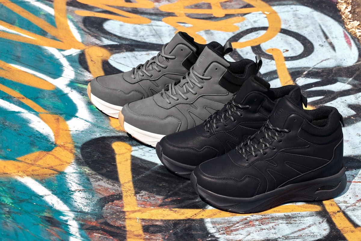 CALTO - S25424 - 3.6 Inches Taller (Black) - Lightweight Work Style Casual Sneak-Boot