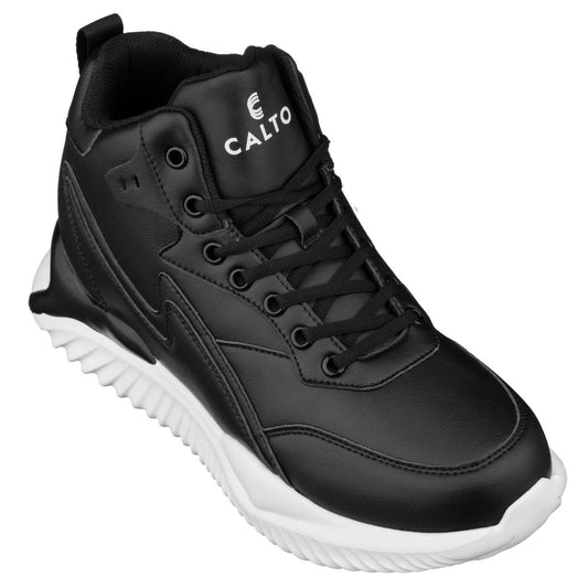 CALTO S3060 4-Inch Taller Black Lightweight Sneakers