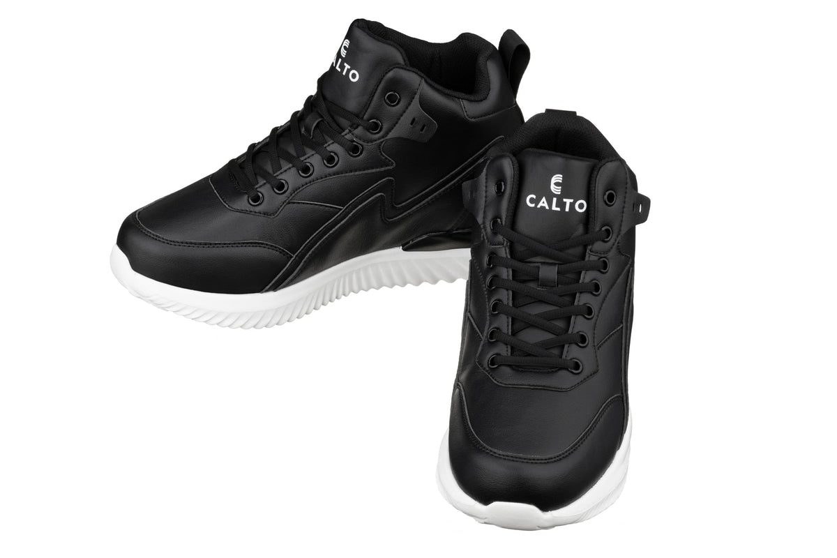 CALTO S3060 4-Inch Taller Black Lightweight Sneakers