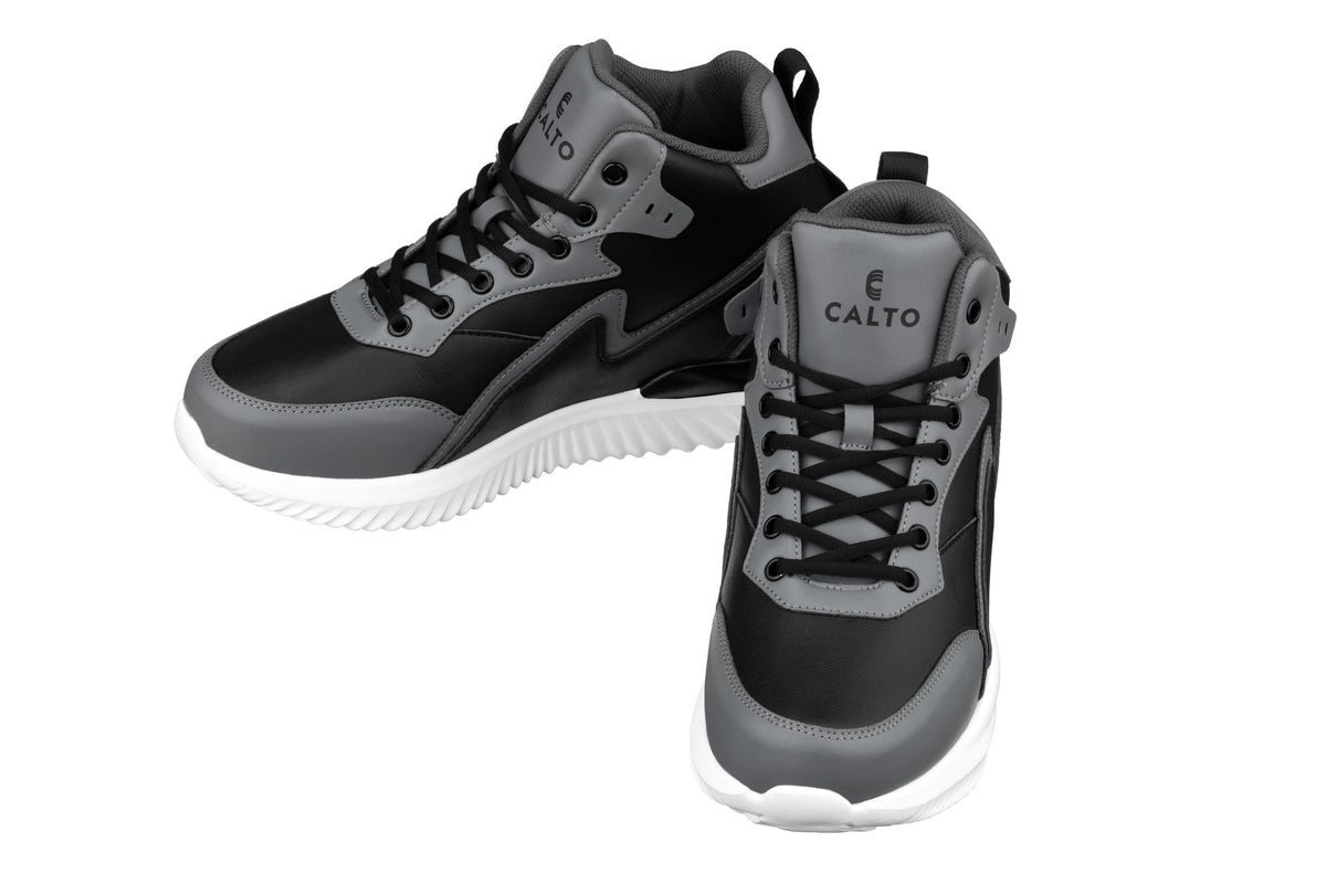 CALTO S3061 4-Inch Taller Black/Grey Lightweight Sneakers