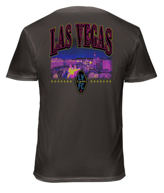 Las Vegas Lights Skyline Soft Wash Cotton T-Shirt - Graphite