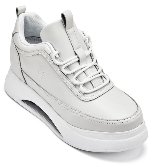 CALTO S4926 3.2-Inch Taller Bone/White Sole Chunky Elevated Platform Sneakers
