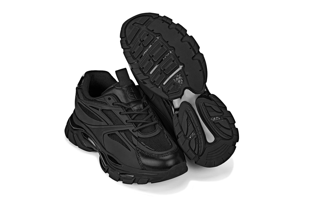 CALTO S5282 2.6-Inch Taller Jet Black/Onyx Sole Chunky Sole Sporty Sneakers