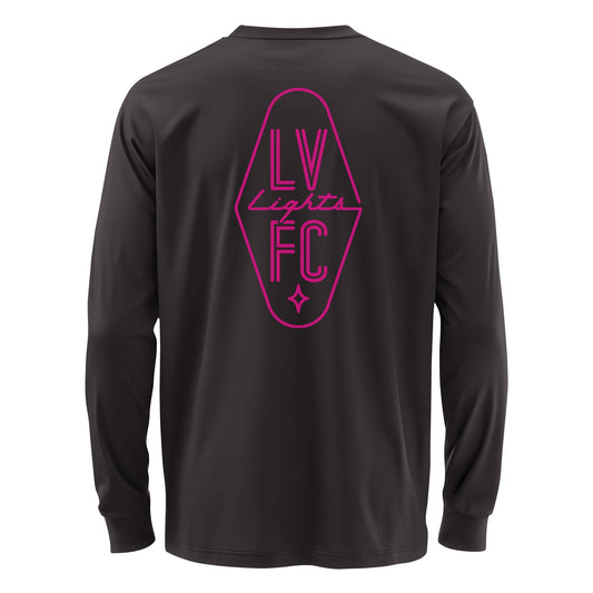 Las Vegas Lights FC Mono Badge Wordmark Cotton Long Sleeve T-Shirt - Black