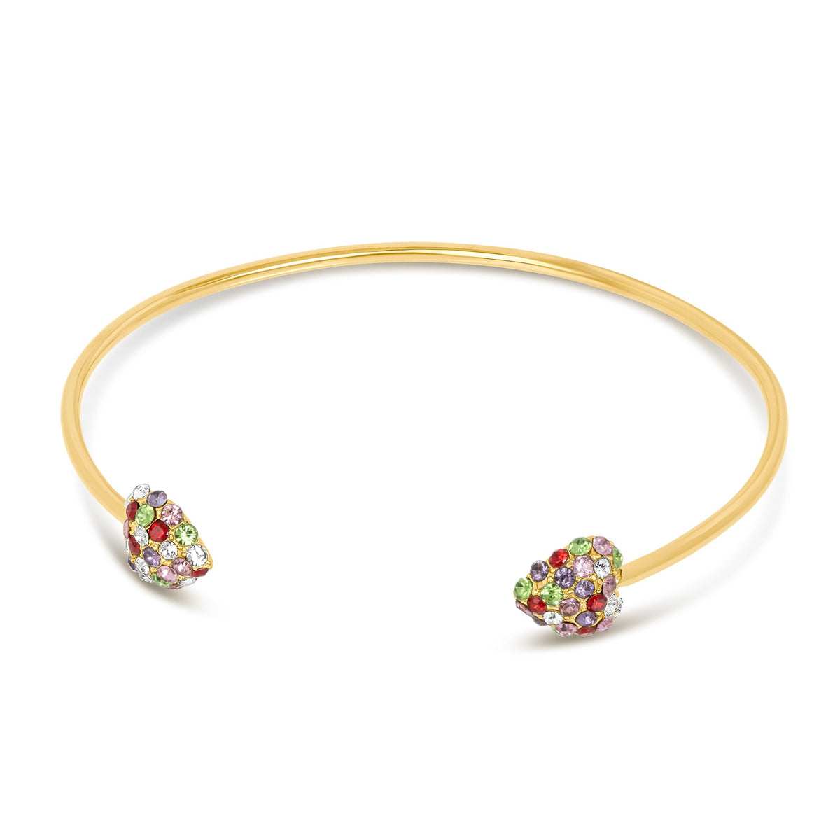 Gold Bangle with Colored Hearts