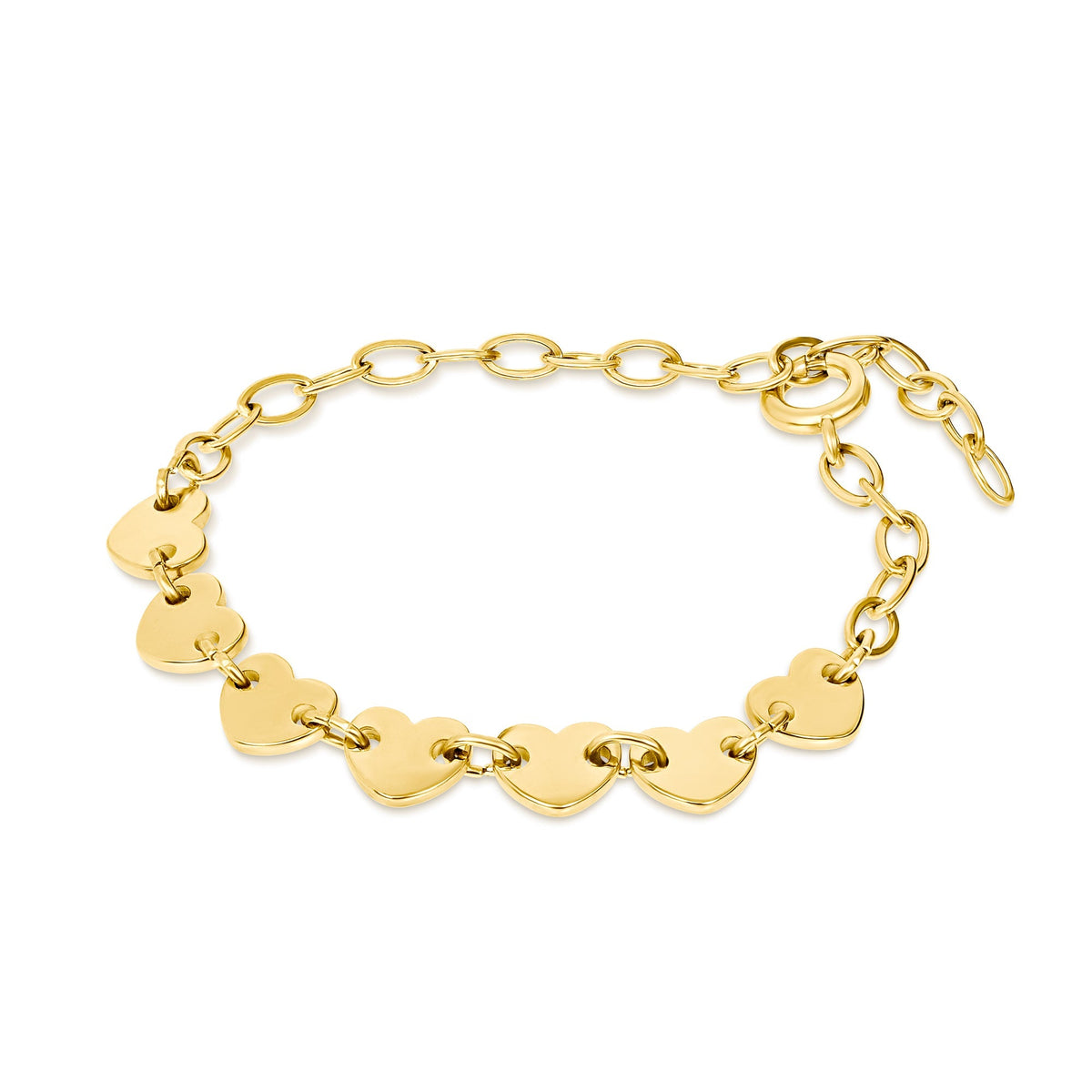 Gold Flat Hearts Bracelet