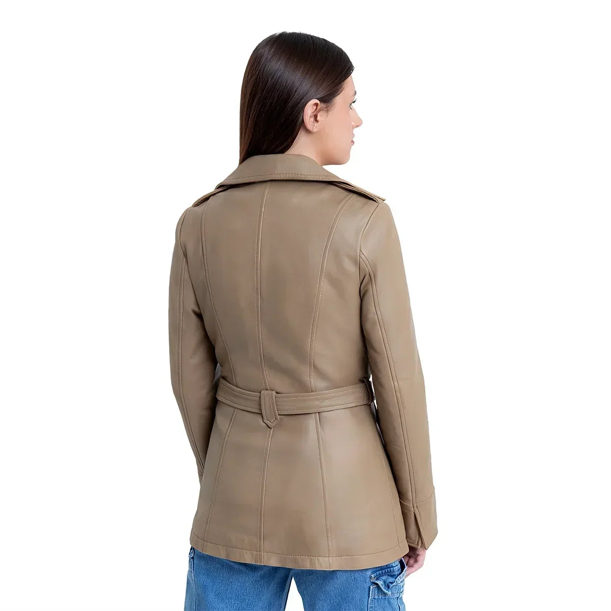 Juliette Women's Asymmetrical Leather Trench Coat