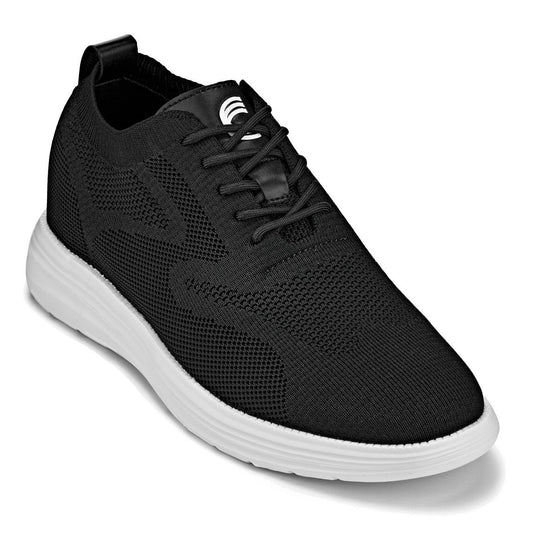 CALTO X2632 2.8-Inch Taller Black/White Sole Lace-Up Casual Walker – Lightweight