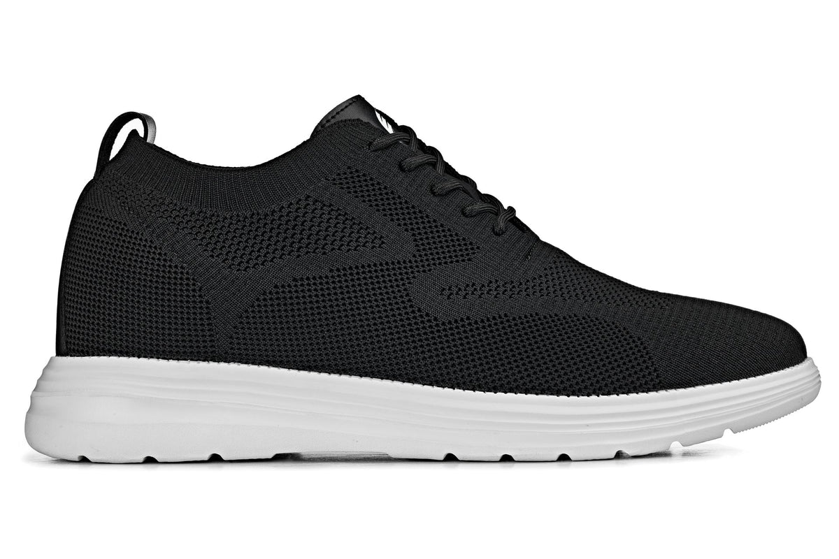 CALTO X2632 2.8-Inch Taller Black/White Sole Lace-Up Casual Walker – Lightweight