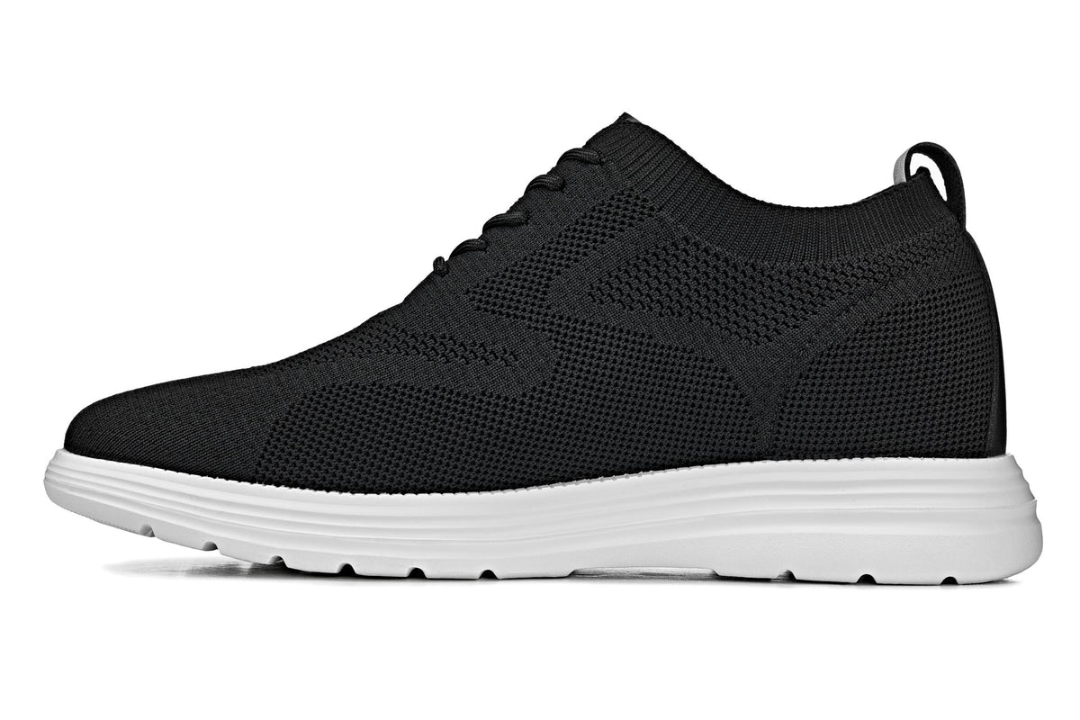 CALTO X2632 2.8-Inch Taller Black/White Sole Lace-Up Casual Walker – Lightweight