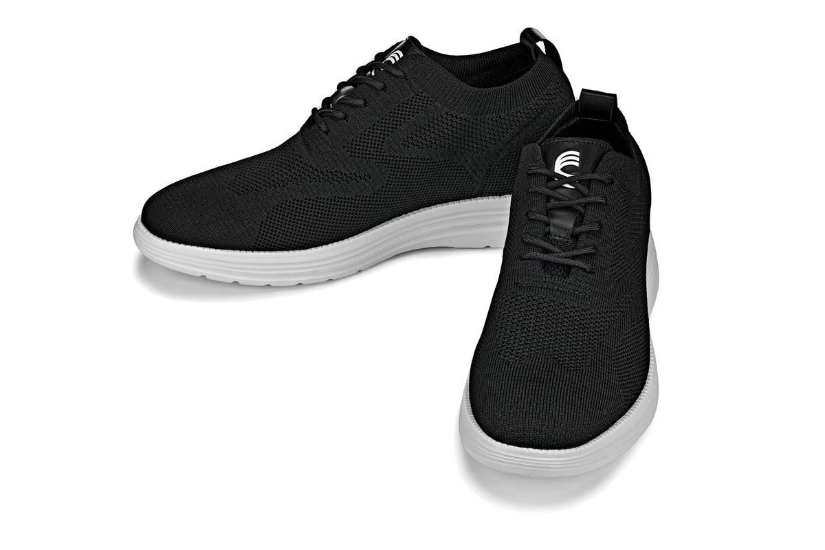 CALTO X2632 2.8-Inch Taller Black/White Sole Lace-Up Casual Walker – Lightweight