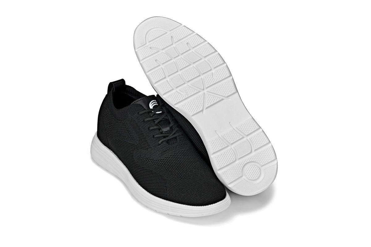 CALTO X2632 2.8-Inch Taller Black/White Sole Lace-Up Casual Walker – Lightweight