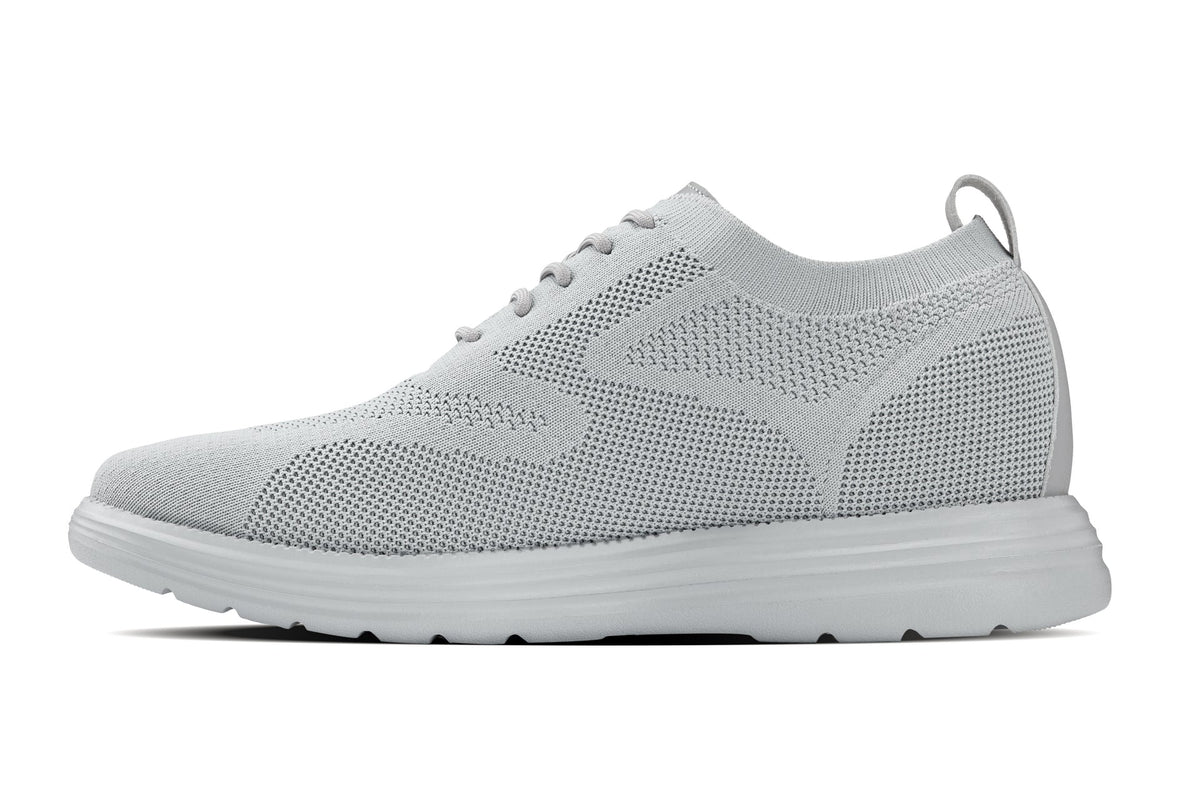 CALTO X2640 2.8-Inch Taller Pewter/Light Grey Sole Lace-Up Casual Walker – Lightweight