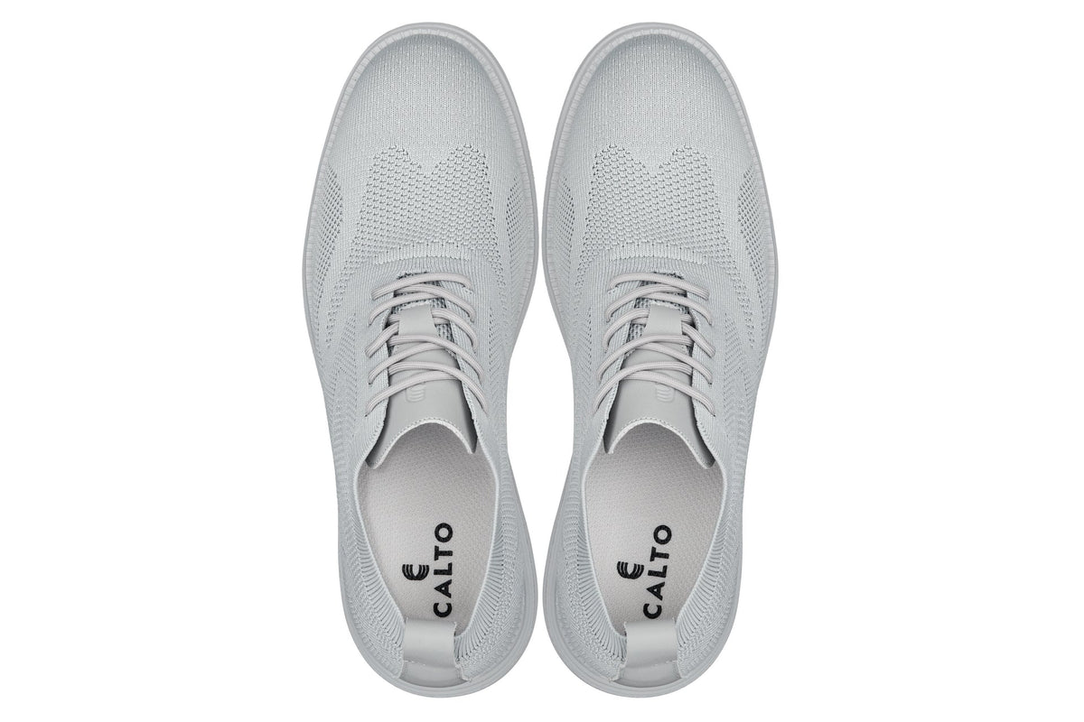 CALTO X2640 2.8-Inch Taller Pewter/Light Grey Sole Lace-Up Casual Walker – Lightweight