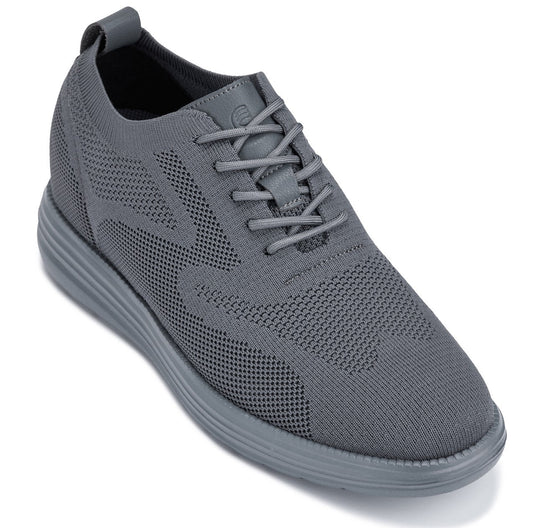 CALTO X2641 2.8-Inch Taller Iron/Dark Grey Sole Lace-Up Casual Walker – Lightweight