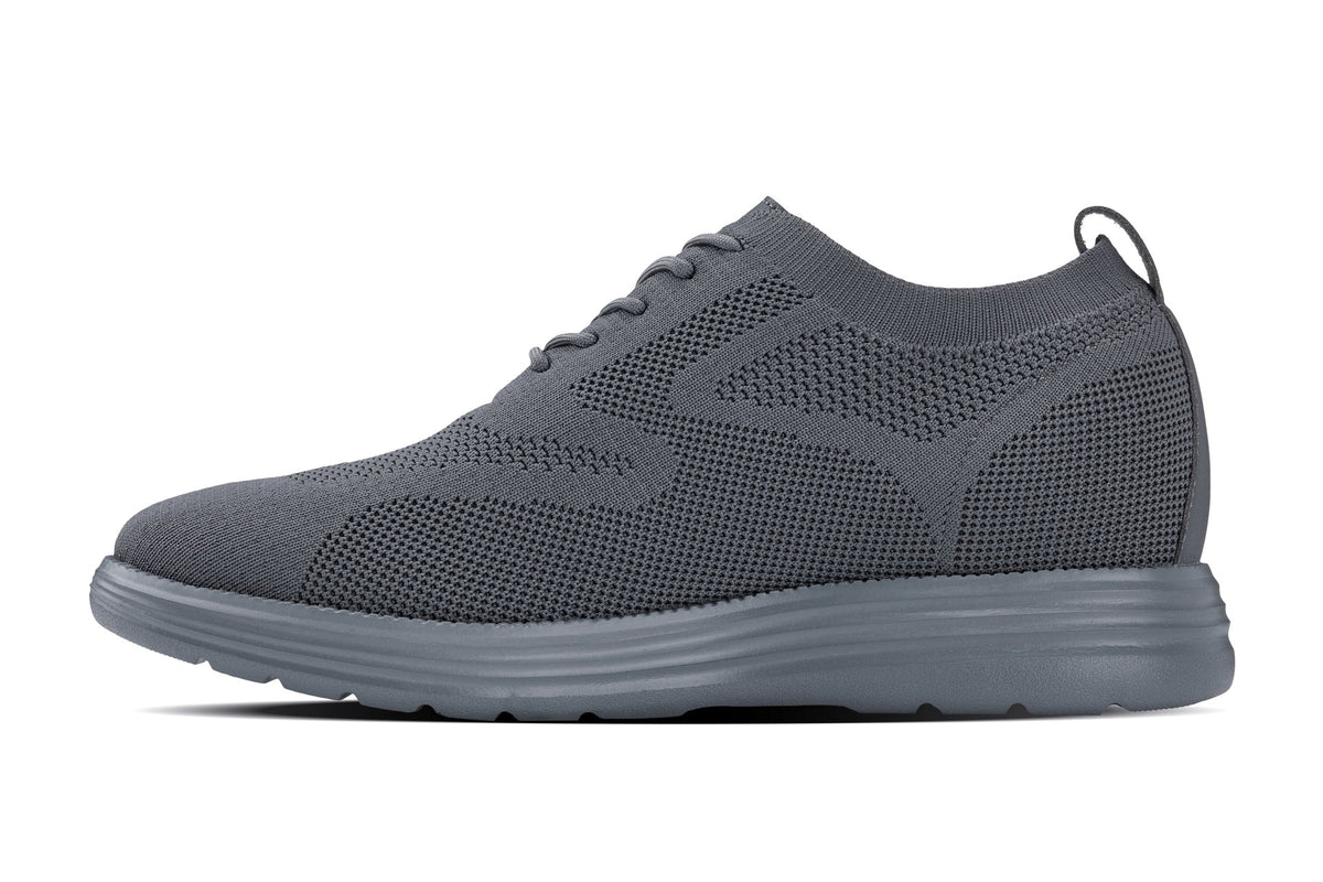 CALTO X2641 2.8-Inch Taller Iron/Dark Grey Sole Lace-Up Casual Walker – Lightweight