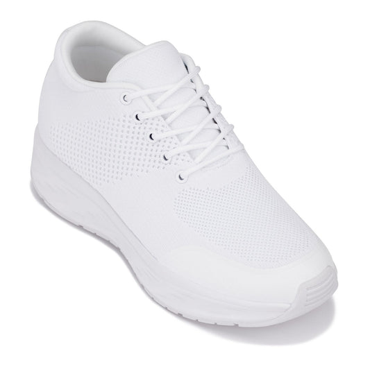 CALTO - X2691 - 2.8 Inches Taller (White/White Sole) - Lightweight Sporty Sneakers