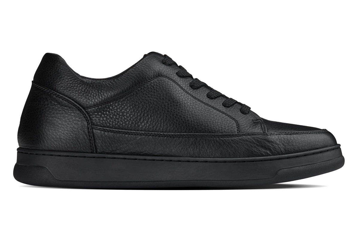 CALTO Y7111 2.6-Inch Taller Black Elevated Pebble Grain Leather Sneakers