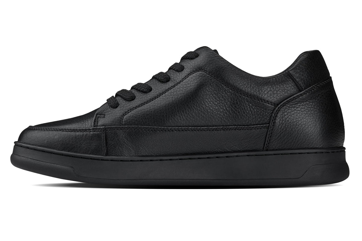 CALTO Y7111 2.6-Inch Taller Black Elevated Pebble Grain Leather Sneakers