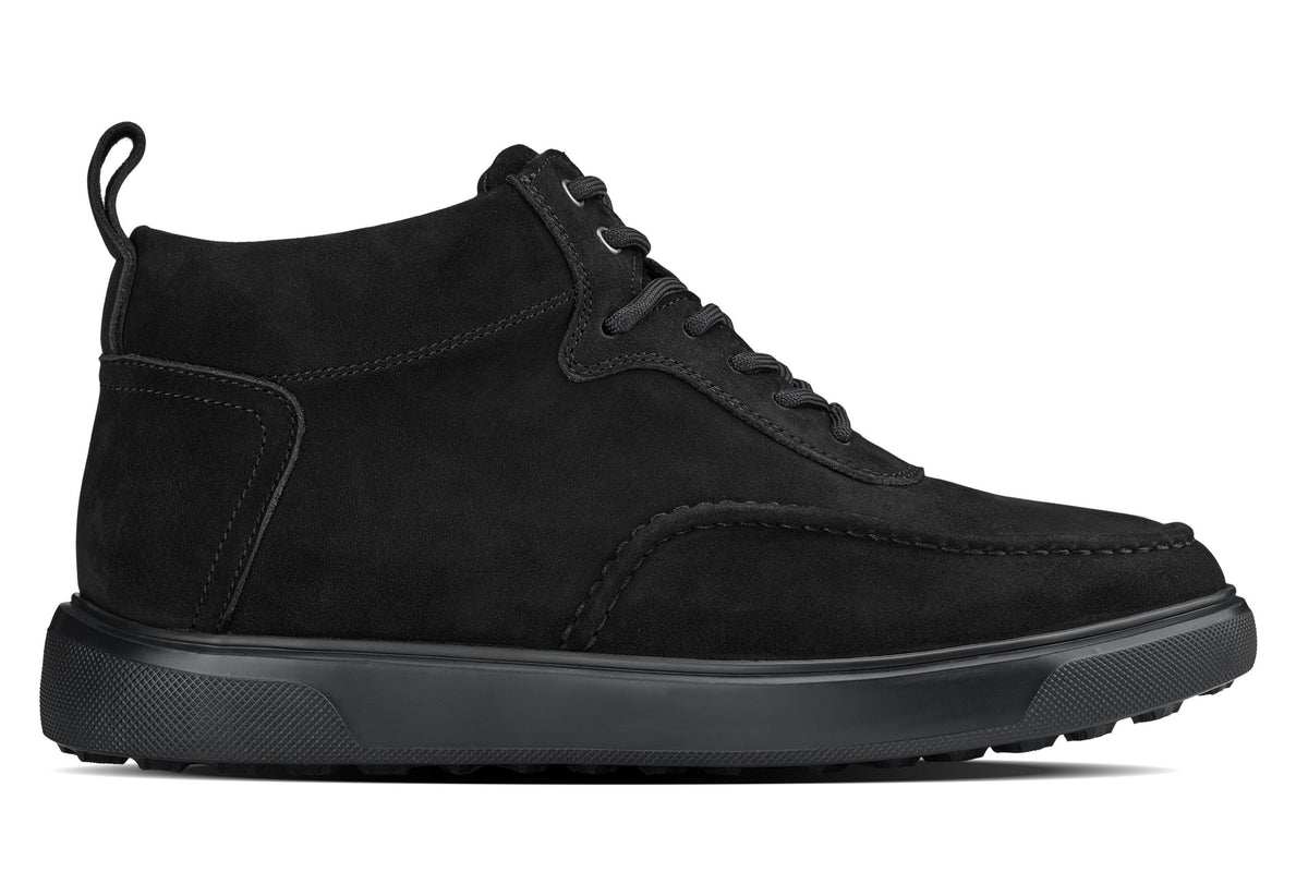 CALTO Y7113 2.8-Inch Taller Black Nubuck Suede Moc-Toe Sneak-Boots