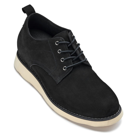CALTO Y7261 2.8-Inch Taller Black Nubuck Upper Wedge Sole Work Boots