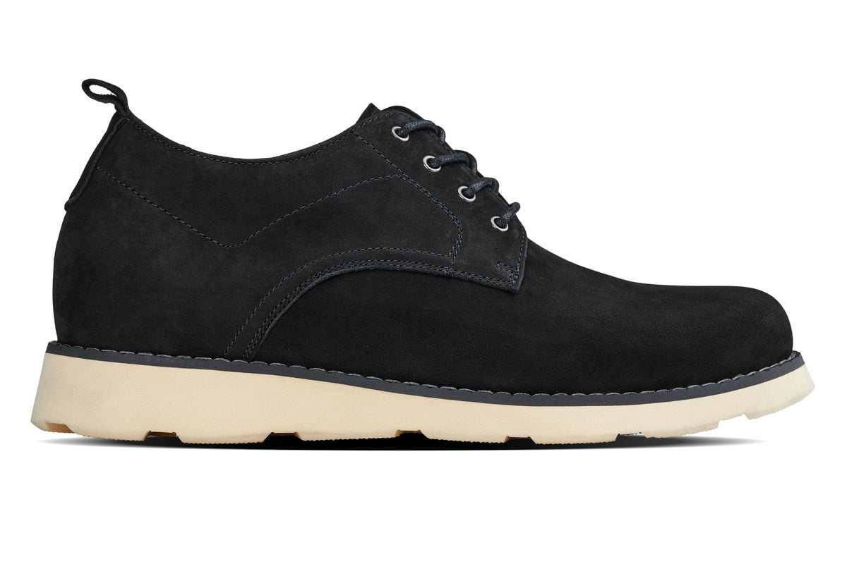 CALTO Y7261 2.8-Inch Taller Black Nubuck Upper Wedge Sole Work Boots