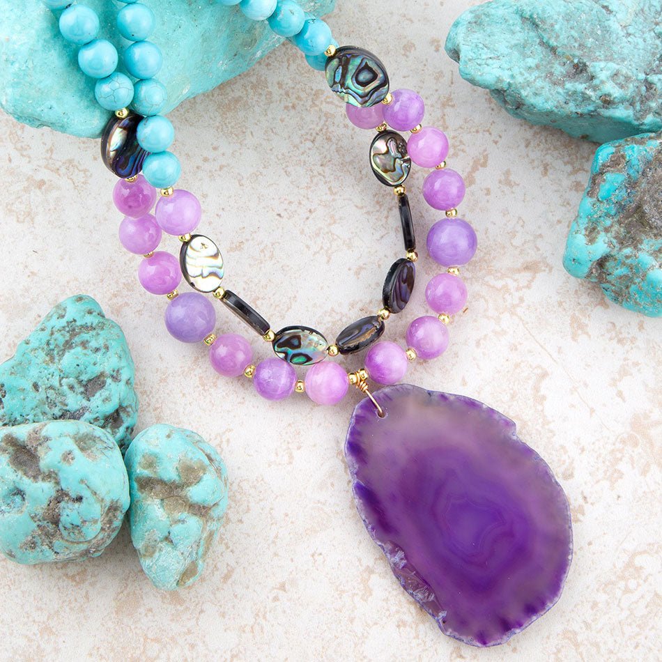 Aruba Purple Jade Statement Pendant Necklace