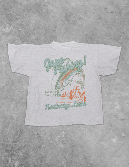 Underground Original Design: Gone Fishing!, KY Lake Boxy Cotton T-Shirt